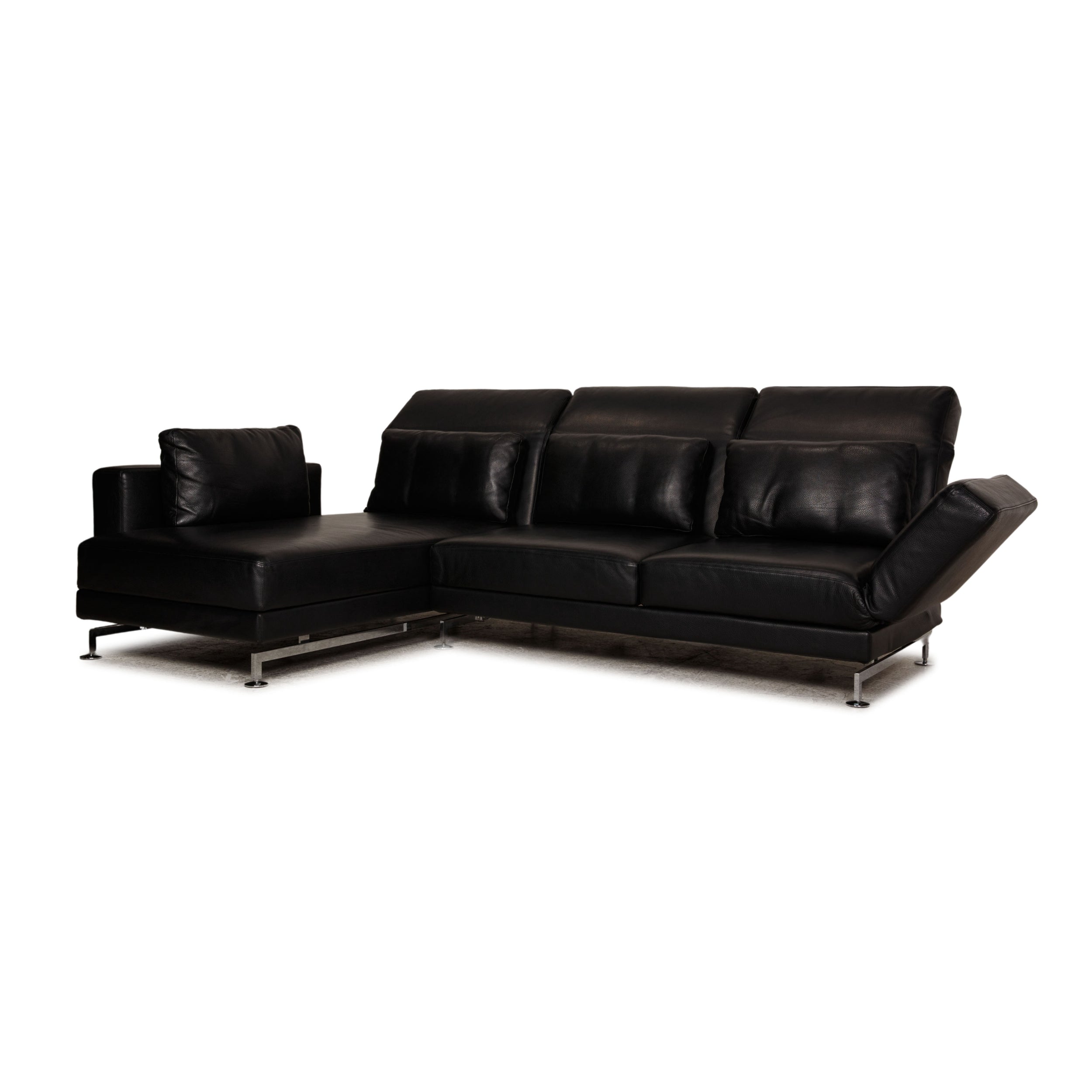 Brühl Moule Leather Corner Sofa Black Sofa Couch Function