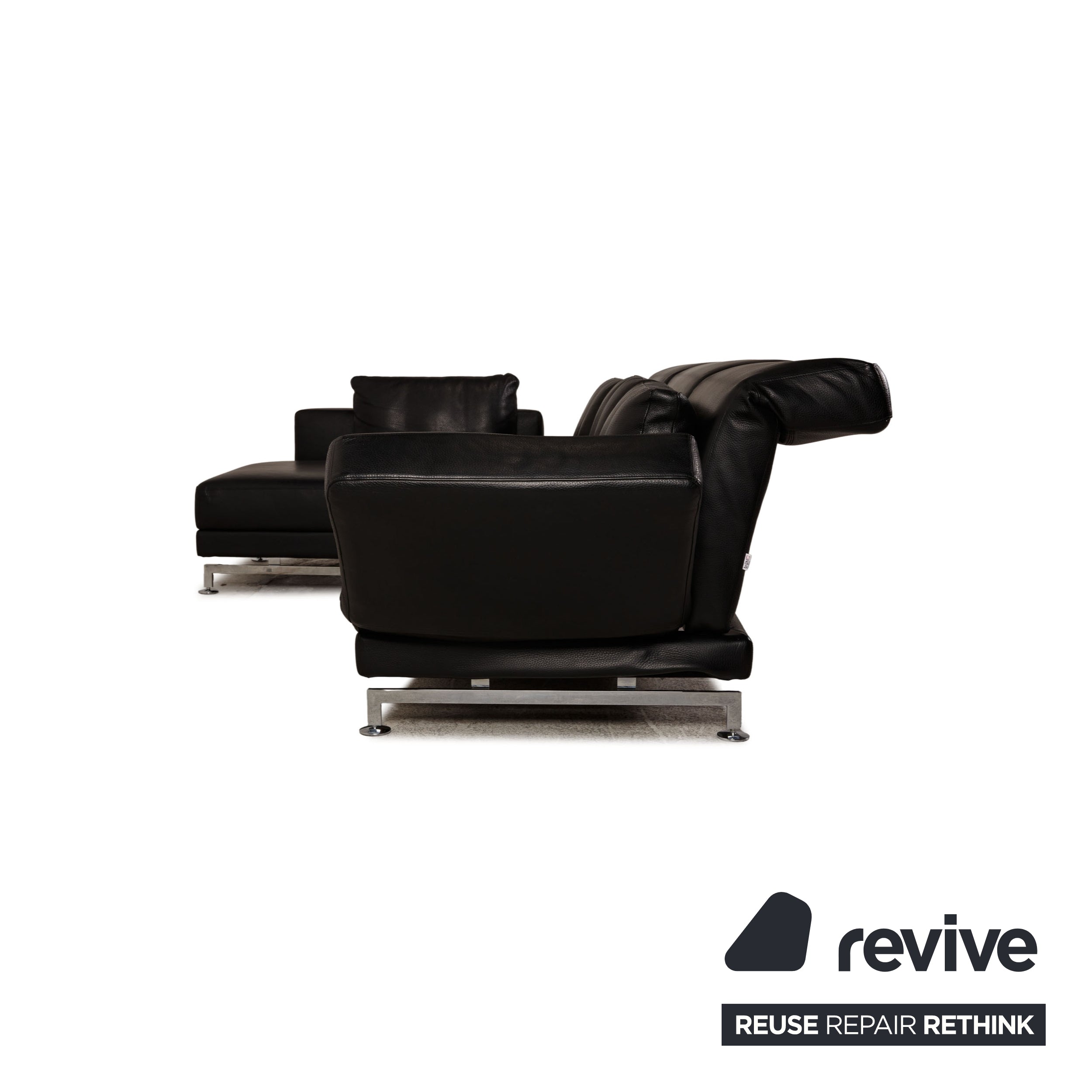 Brühl Moule Leather Corner Sofa Black Sofa Couch Function