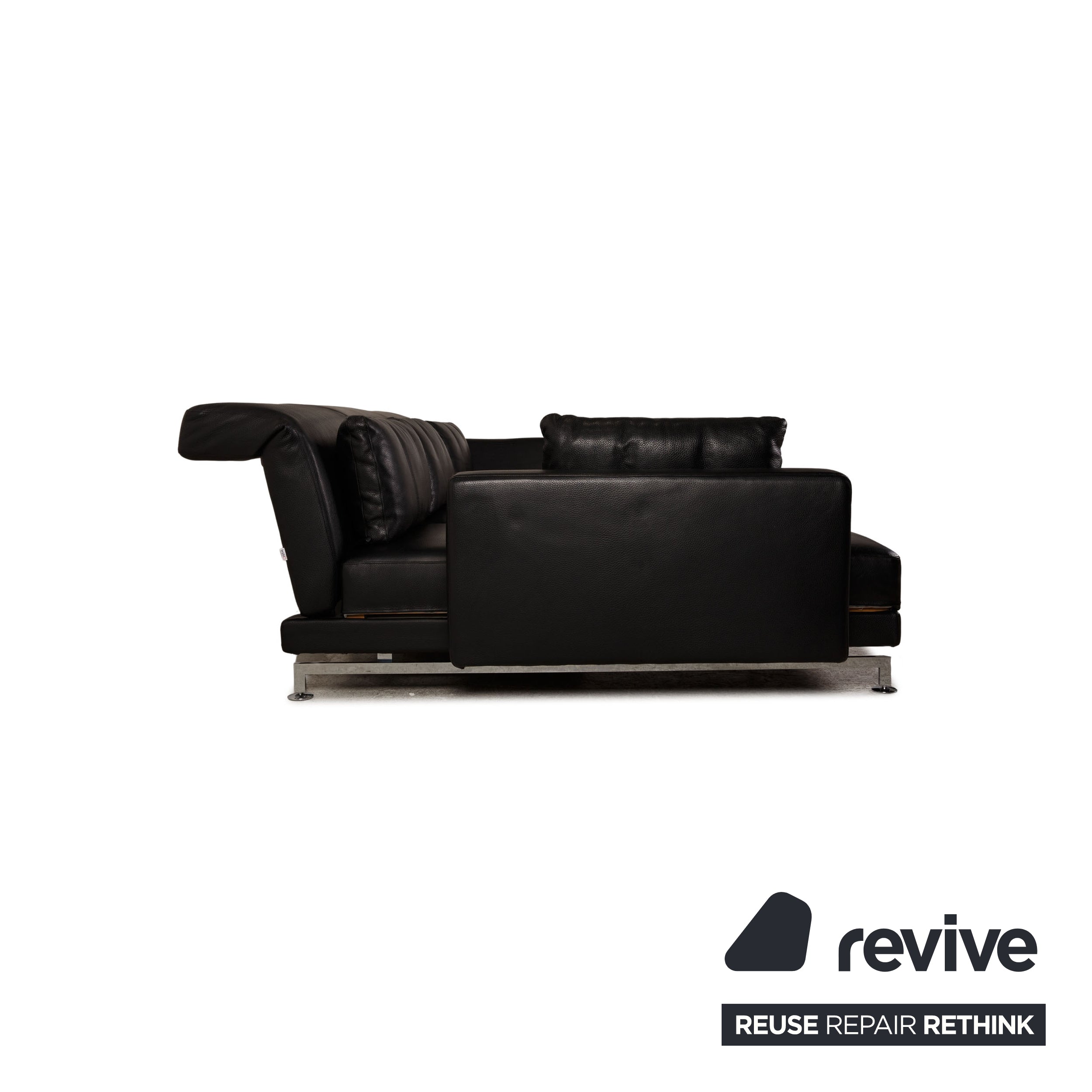 Brühl Moule Leather Corner Sofa Black Sofa Couch Function