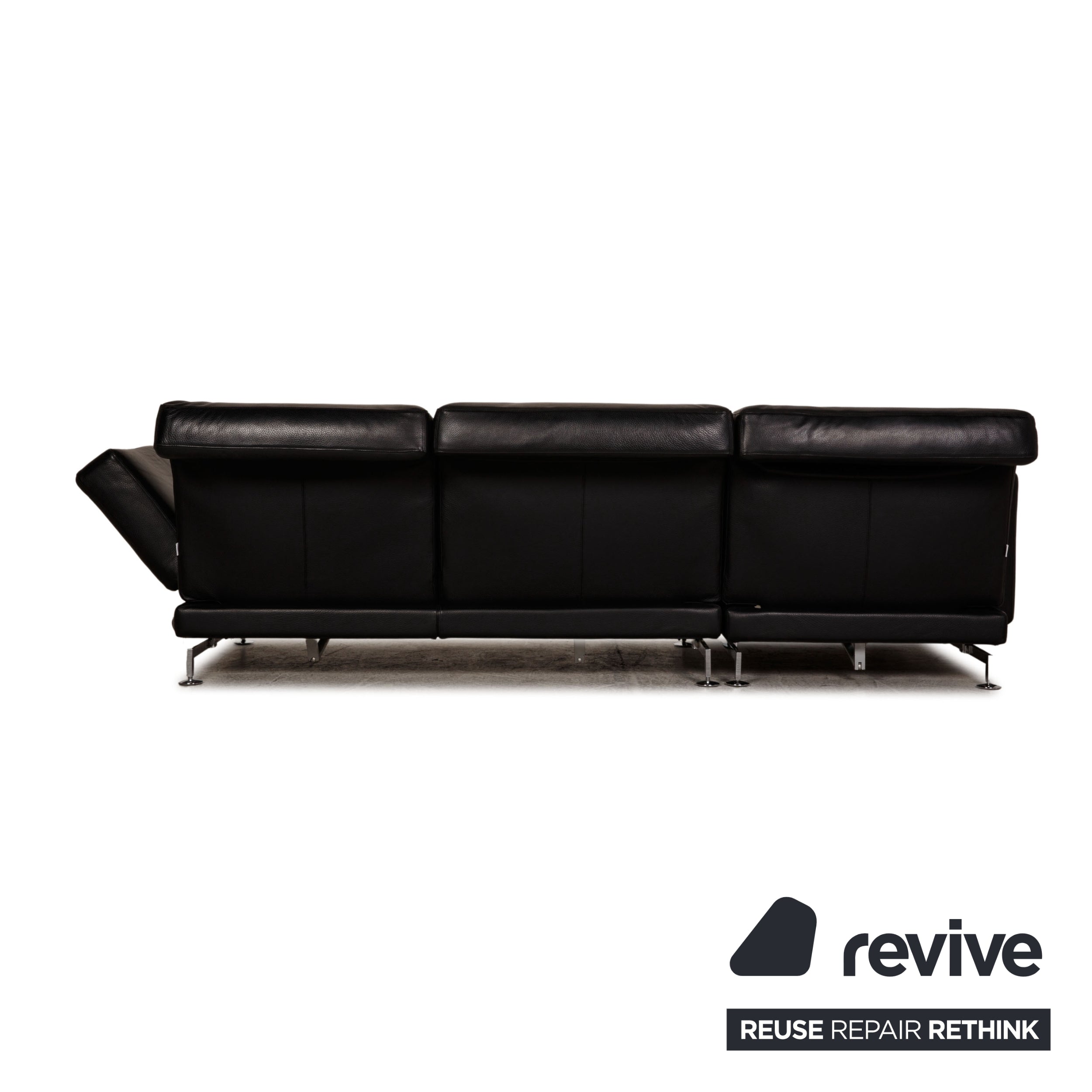Brühl Moule Leather Corner Sofa Black Sofa Couch Function