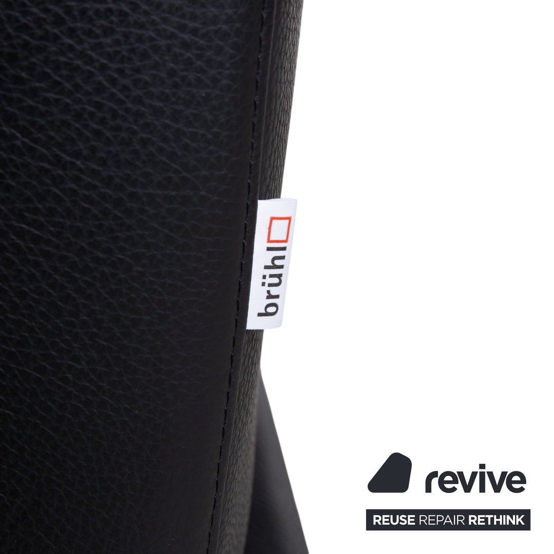 Brühl Moule Leder Ecksofa Schwarz Sofa Couch Manuelle Funktion