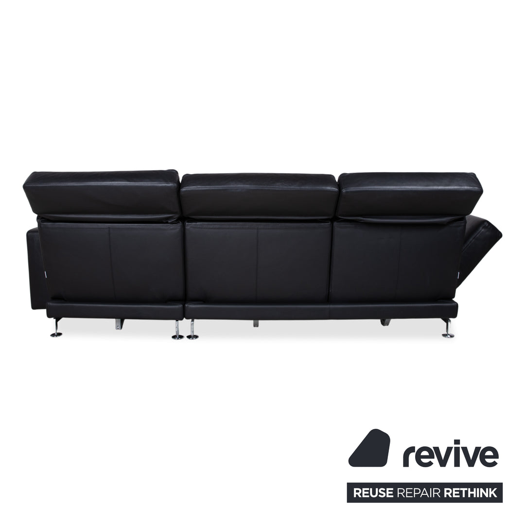 Brühl Moule Leder Ecksofa Schwarz Sofa Couch Manuelle Funktion