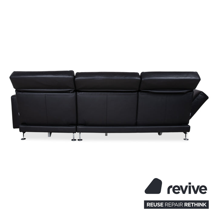 Brühl Moule Leder Ecksofa Schwarz Sofa Couch Manuelle Funktion