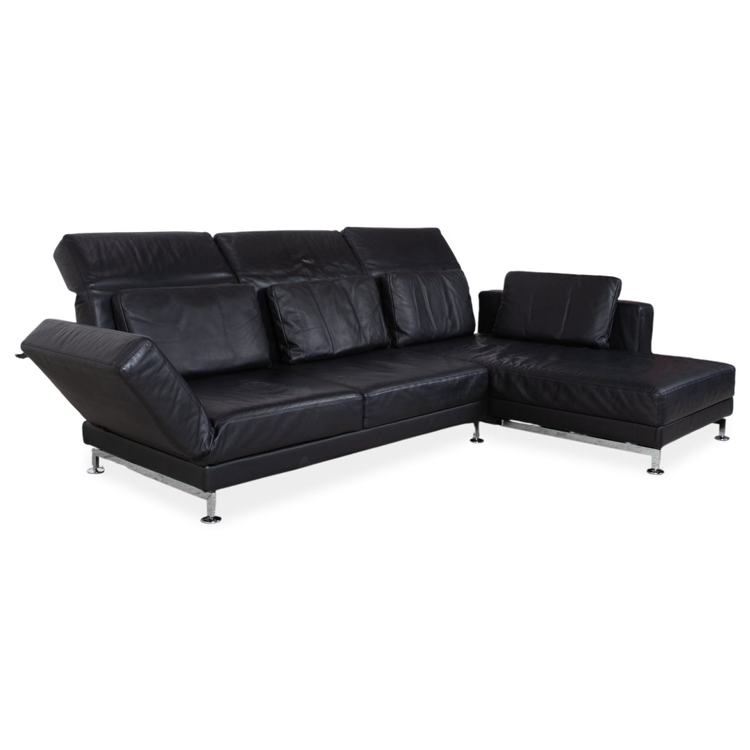 Brühl Moule Leder Ecksofa Schwarz Sofa Couch Manuelle Funktion