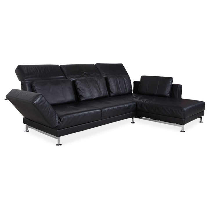 Brühl Moule Leder Ecksofa Schwarz Sofa Couch Manuelle Funktion