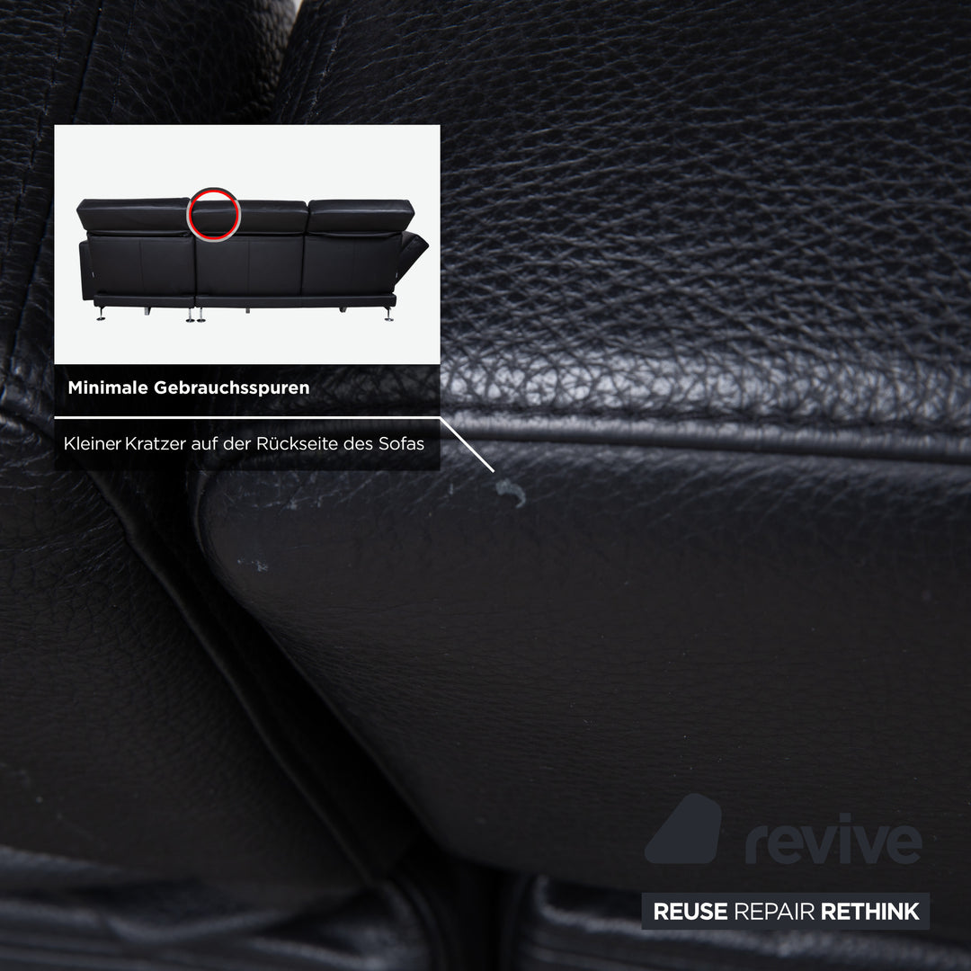 Brühl Moule Leder Ecksofa Schwarz Sofa Couch Manuelle Funktion