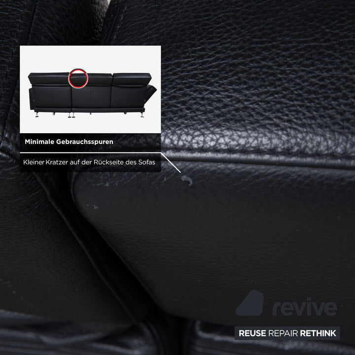 Brühl Moule Leder Ecksofa Schwarz Sofa Couch Manuelle Funktion