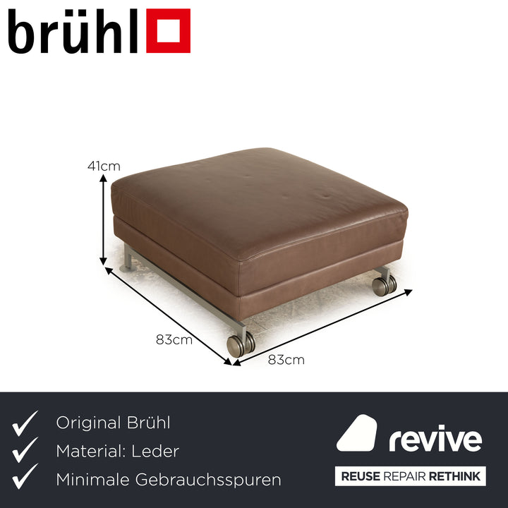Brühl Moule Leather Stool Grey Brown Taupe