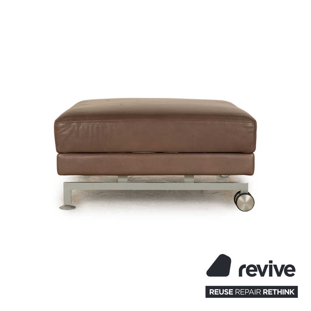 Brühl Moule Leather Stool Grey Brown Taupe