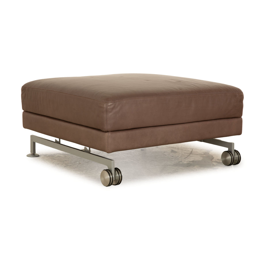 Brühl Moule Leather Stool Grey Brown Taupe