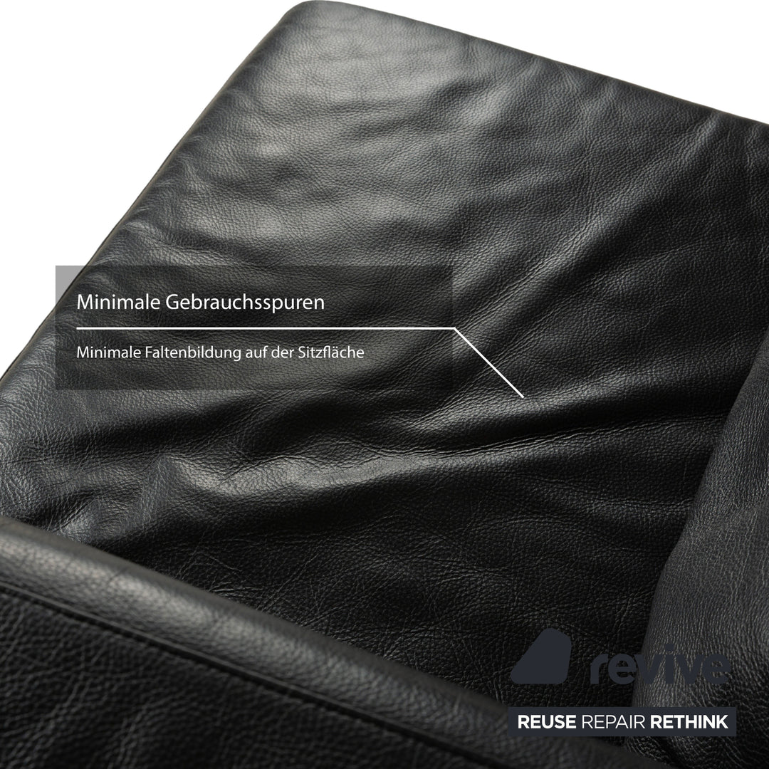 Fauteuil en cuir Brühl Moule noir, canapé à fonction manuelle