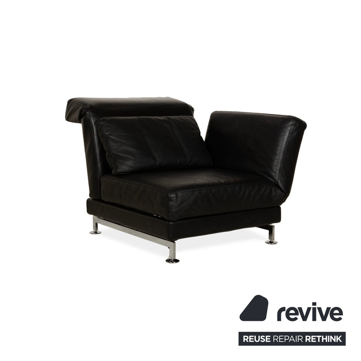 Fauteuil en cuir Brühl Moule noir, canapé à fonction manuelle