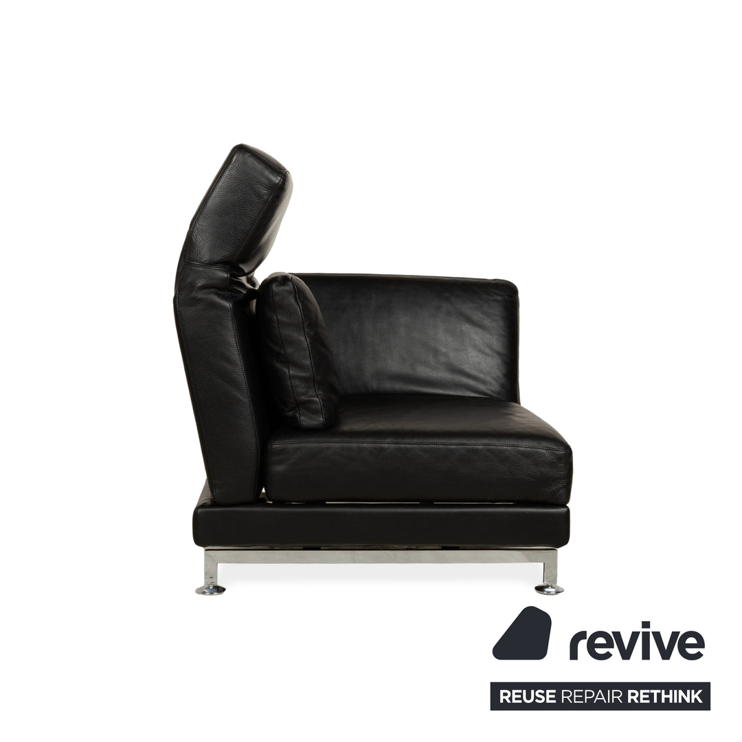 Fauteuil en cuir Brühl Moule noir, canapé à fonction manuelle