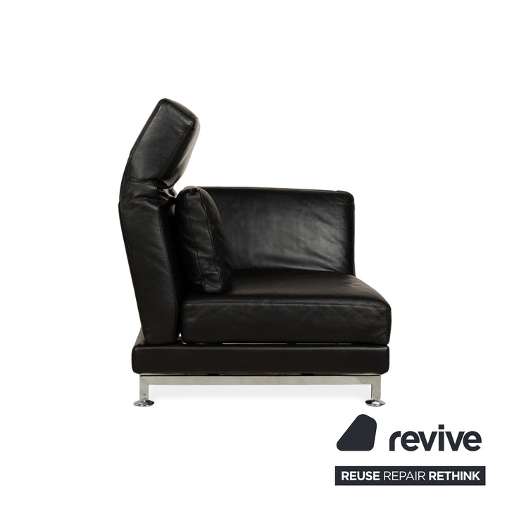 Fauteuil en cuir Brühl Moule noir, canapé à fonction manuelle