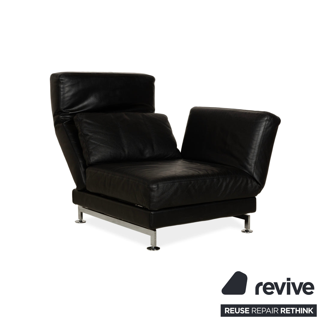 Fauteuil en cuir Brühl Moule noir, canapé à fonction manuelle