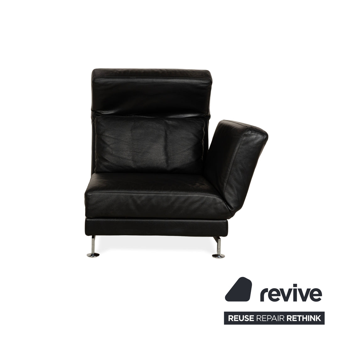 Fauteuil en cuir Brühl Moule noir, canapé à fonction manuelle