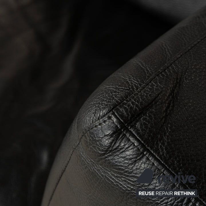 Fauteuil en cuir Brühl Moule noir, canapé à fonction manuelle