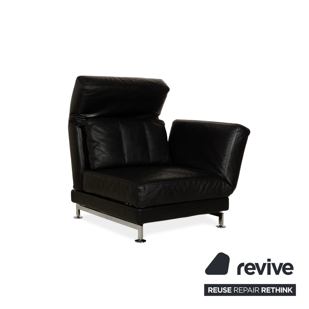Fauteuil en cuir Brühl Moule noir, canapé à fonction manuelle