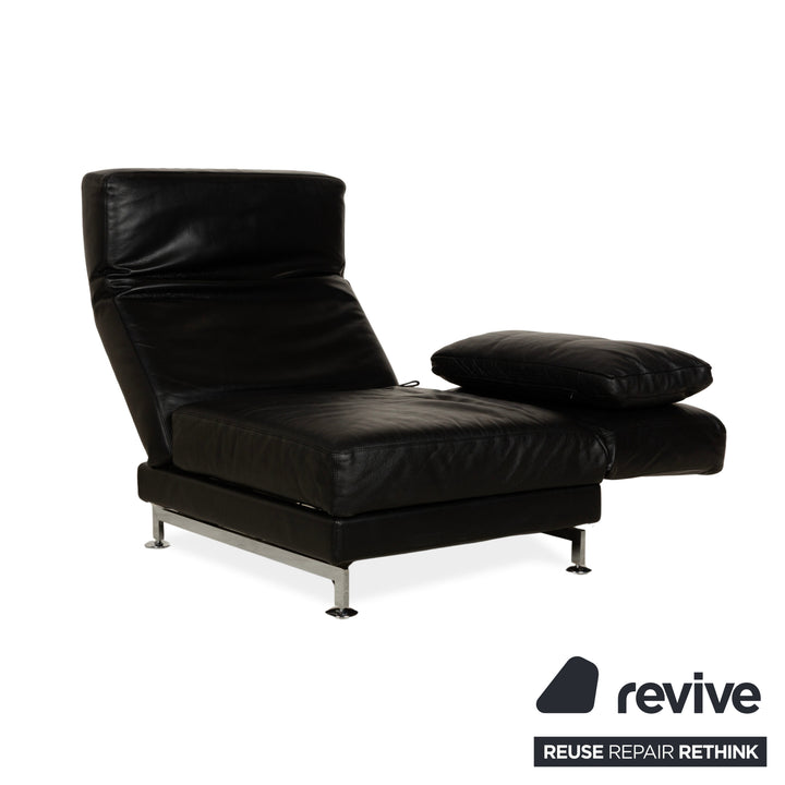 Fauteuil en cuir Brühl Moule noir, canapé à fonction manuelle