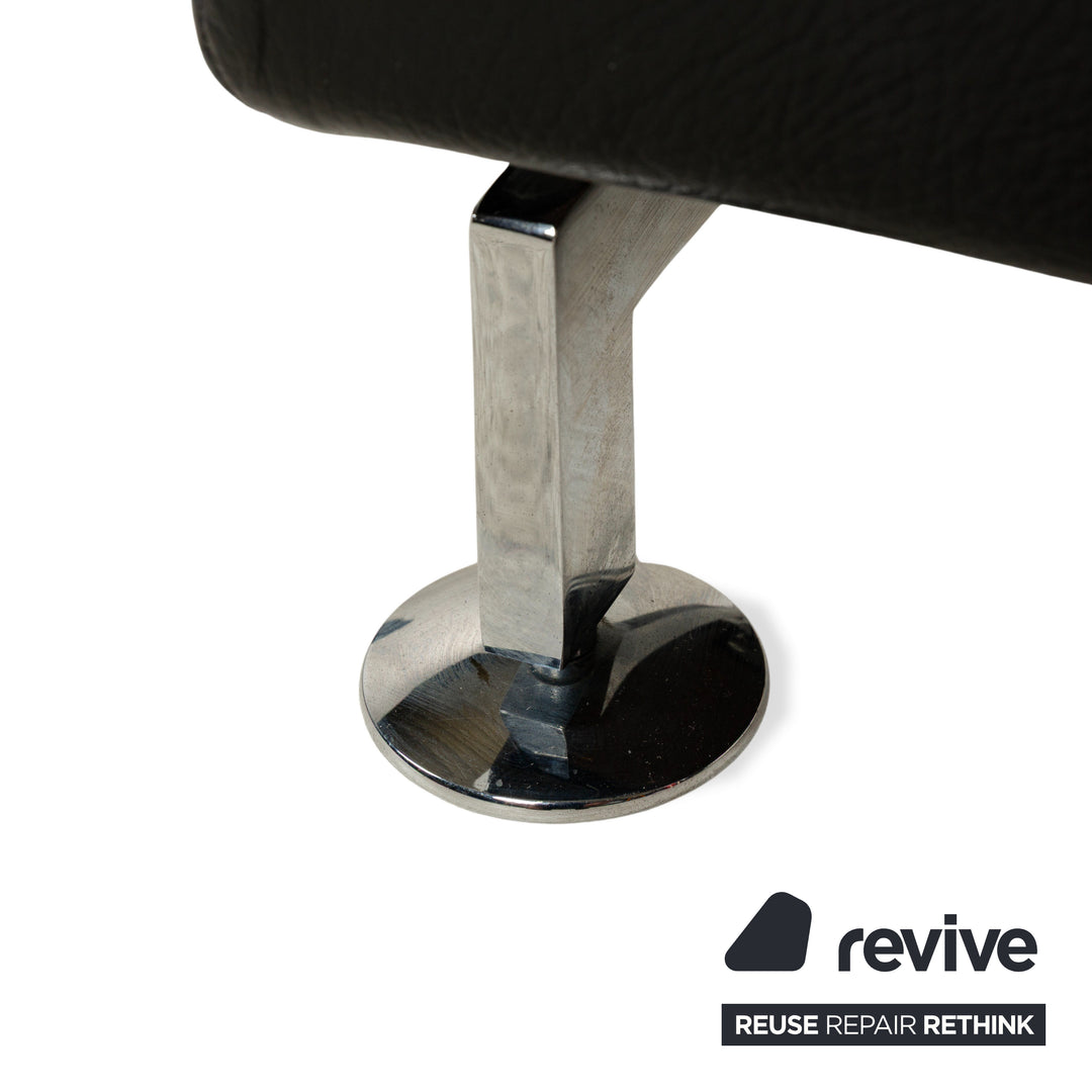 Fauteuil en cuir Brühl Moule noir, canapé à fonction manuelle