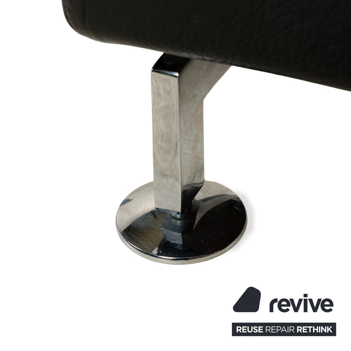 Fauteuil en cuir Brühl Moule noir, canapé à fonction manuelle