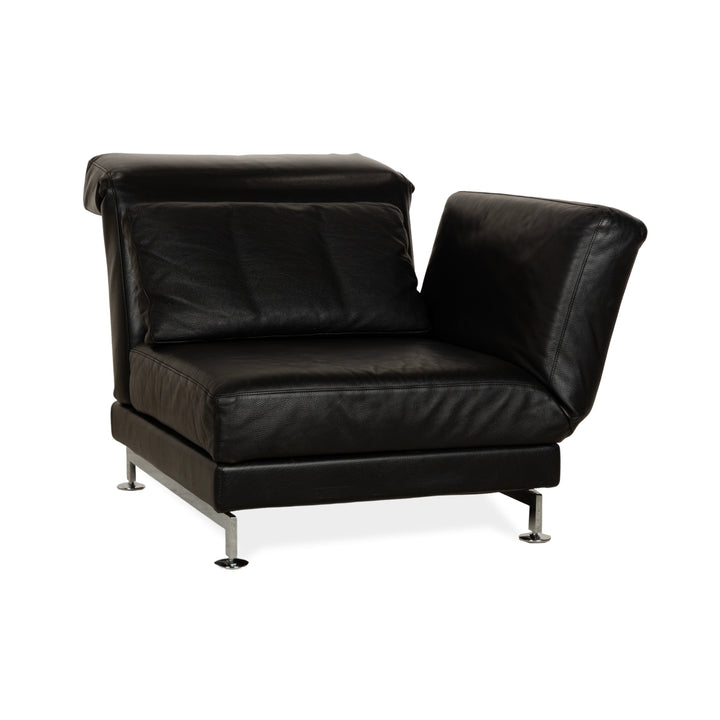 Fauteuil en cuir Brühl Moule noir, canapé à fonction manuelle