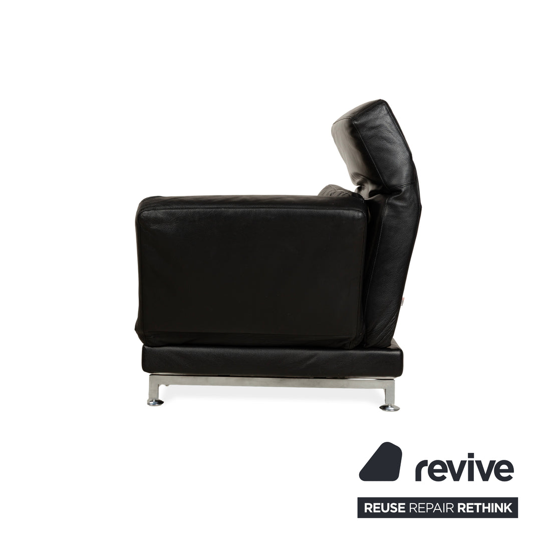 Fauteuil en cuir Brühl Moule noir, canapé à fonction manuelle