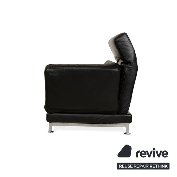 Fauteuil en cuir Brühl Moule noir, canapé à fonction manuelle