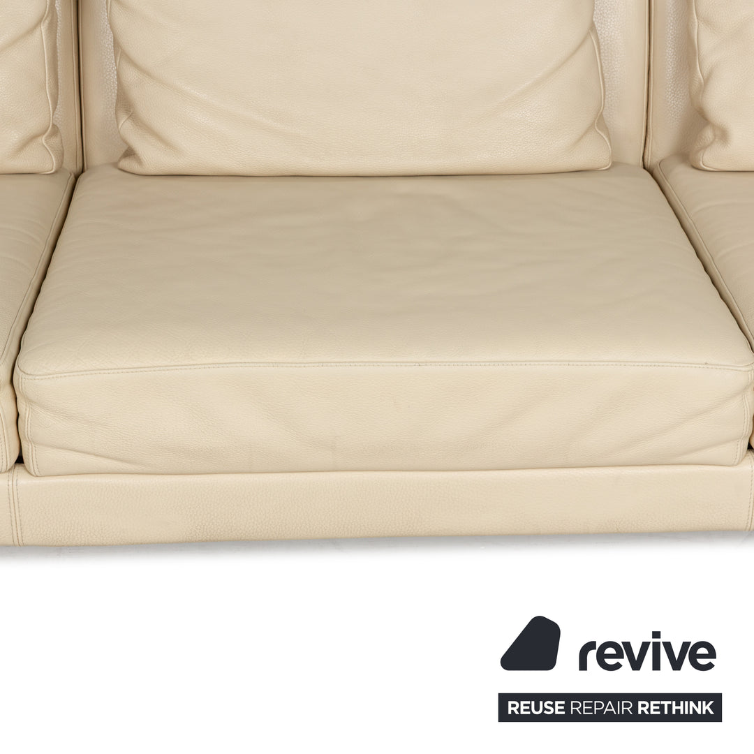 Brühl Moule Leather Sofa Beige Cream Three-seater Relaxation Function Manual Function Couch