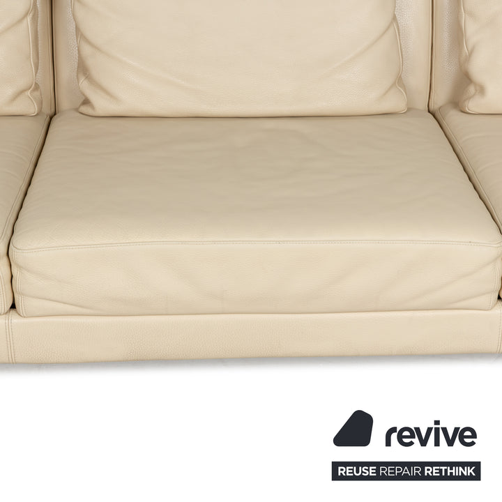 Brühl Moule Leather Sofa Beige Cream Three-seater Relaxation Function Manual Function Couch