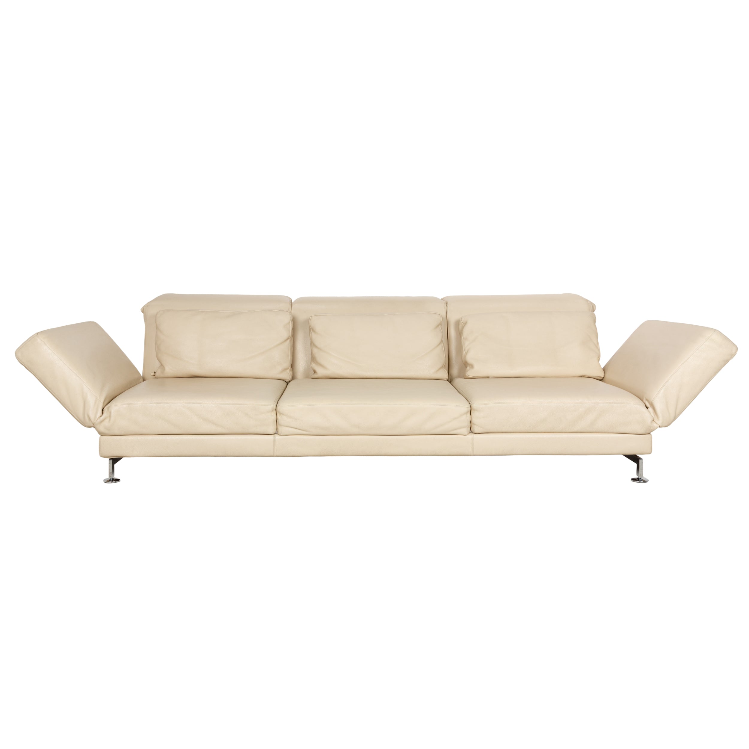 Brühl Moule Leder Sofa Beige Creme Dreisitzer Relaxfunktion manuelle Funktion Couch