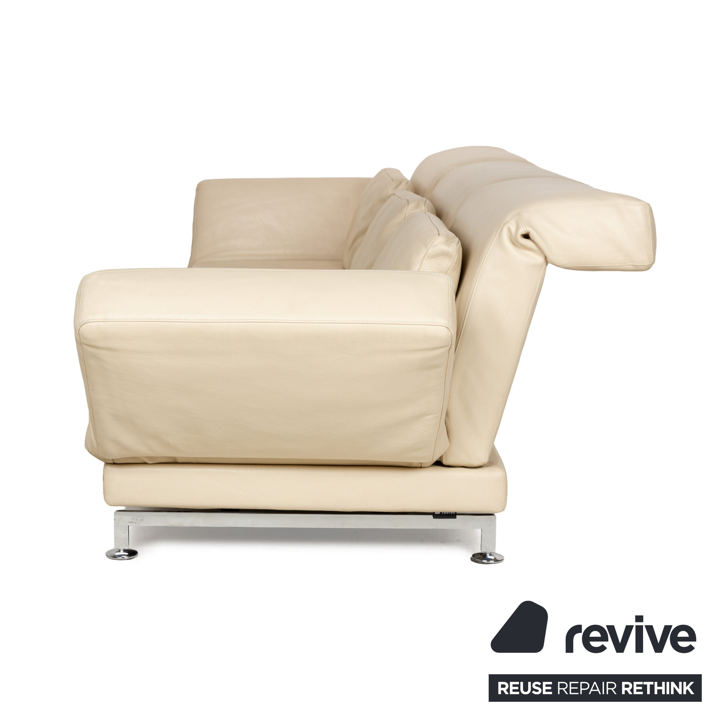 Canapé en cuir Brühl Moule Beige Crème Trois places Fonction Relaxation Fonction Manuelle Canapé