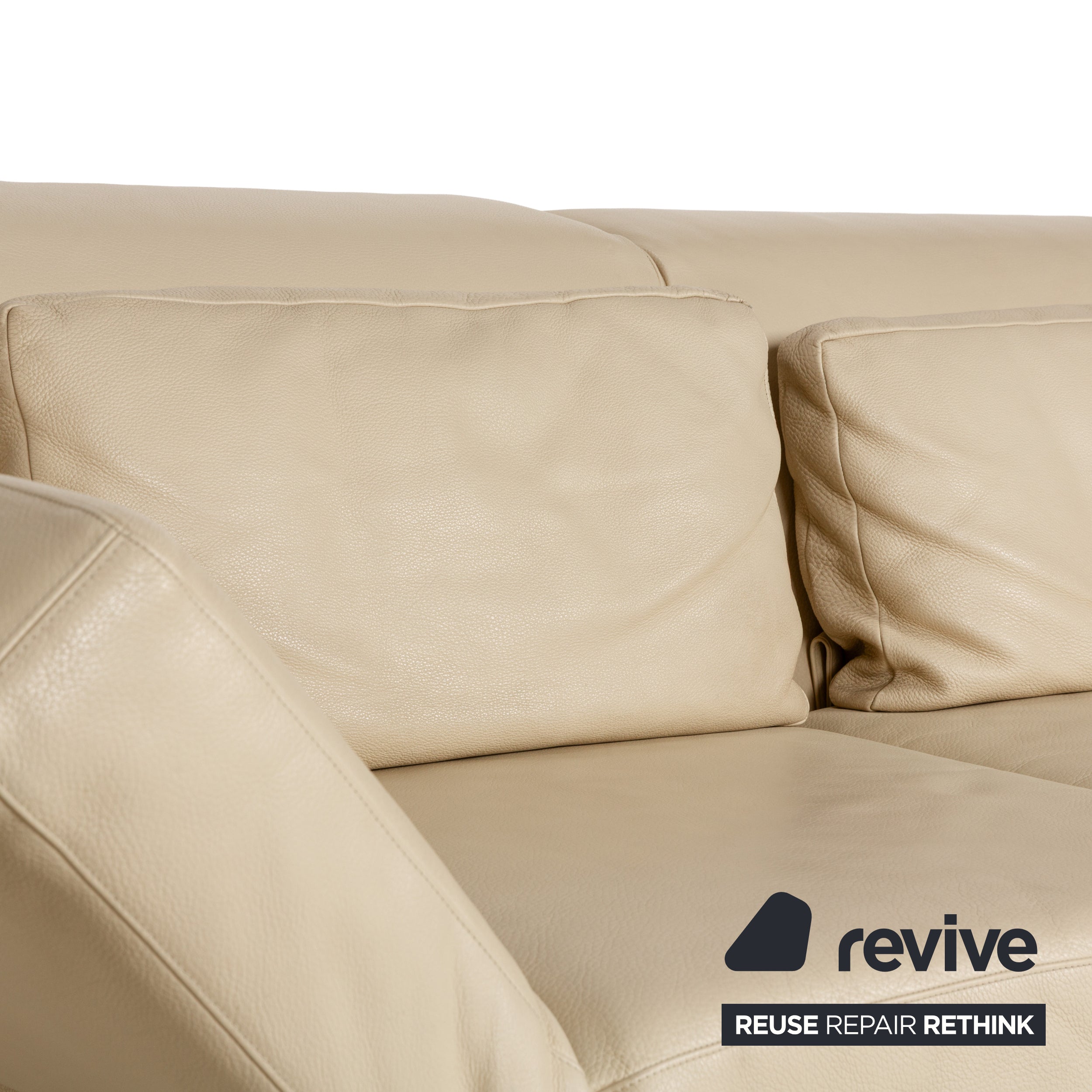 Canapé en cuir Brühl Moule Beige Crème Trois places Fonction Relaxation Fonction Manuelle Canapé