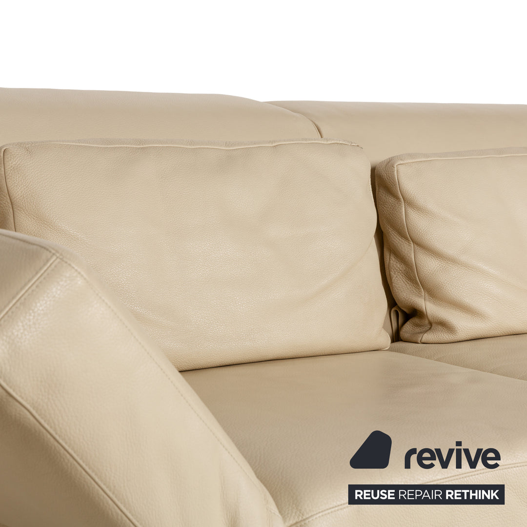 Brühl Moule Leather Sofa Beige Cream Three-seater Relaxation Function Manual Function Couch