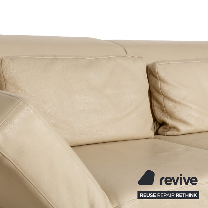 Brühl Moule Leather Sofa Beige Cream Three-seater Relaxation Function Manual Function Couch