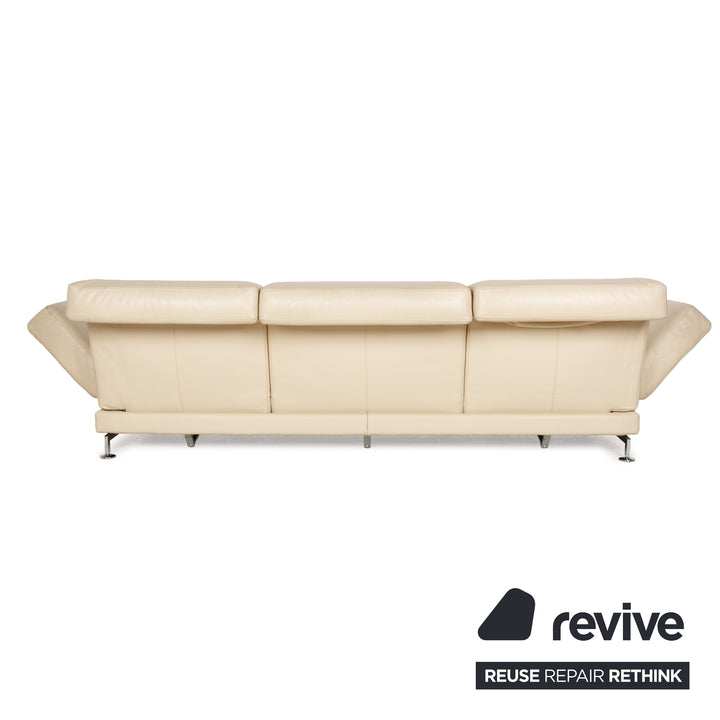 Brühl Moule Leather Sofa Beige Cream Three-seater Relaxation Function Manual Function Couch