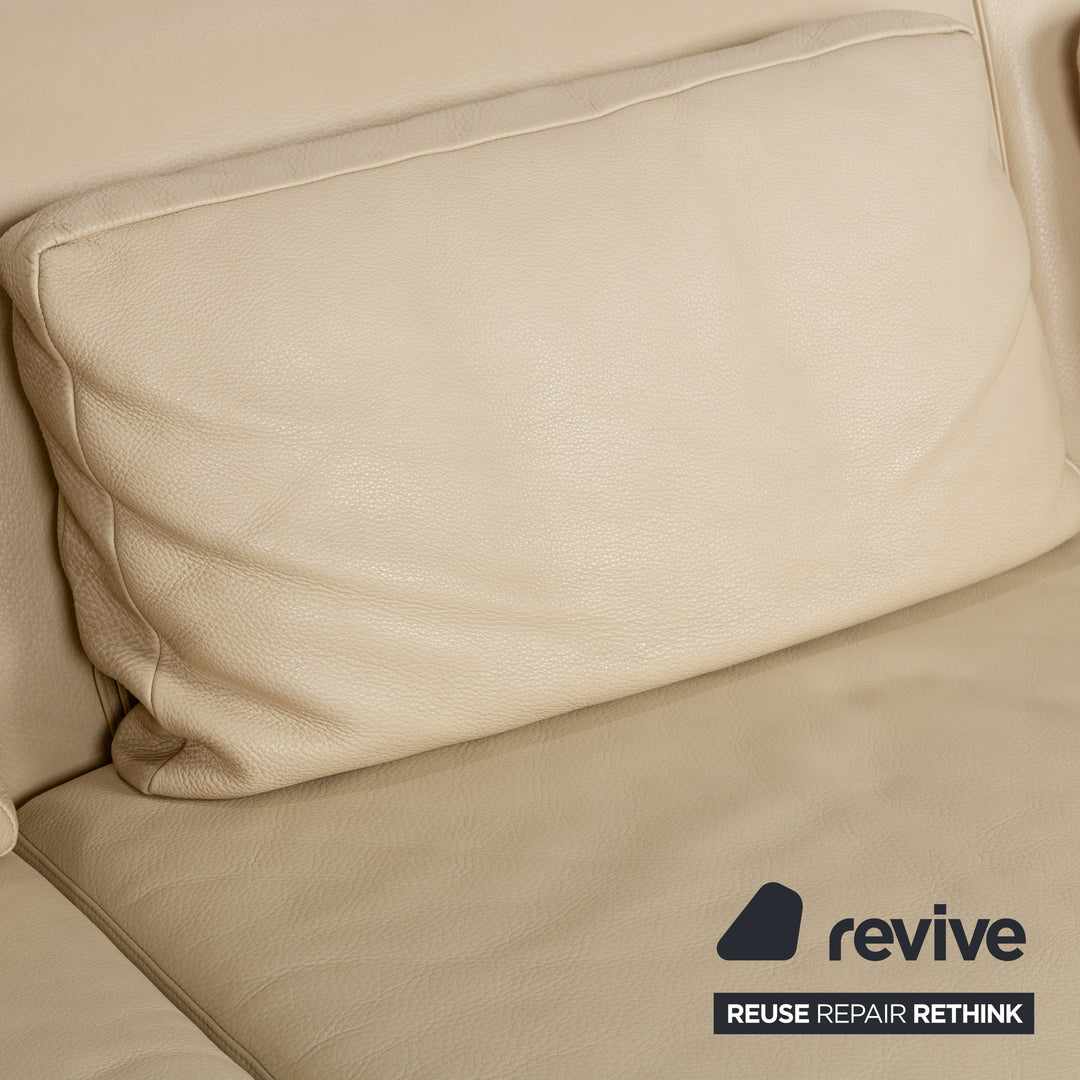 Brühl Moule Leather Sofa Beige Cream Three-seater Relaxation Function Manual Function Couch