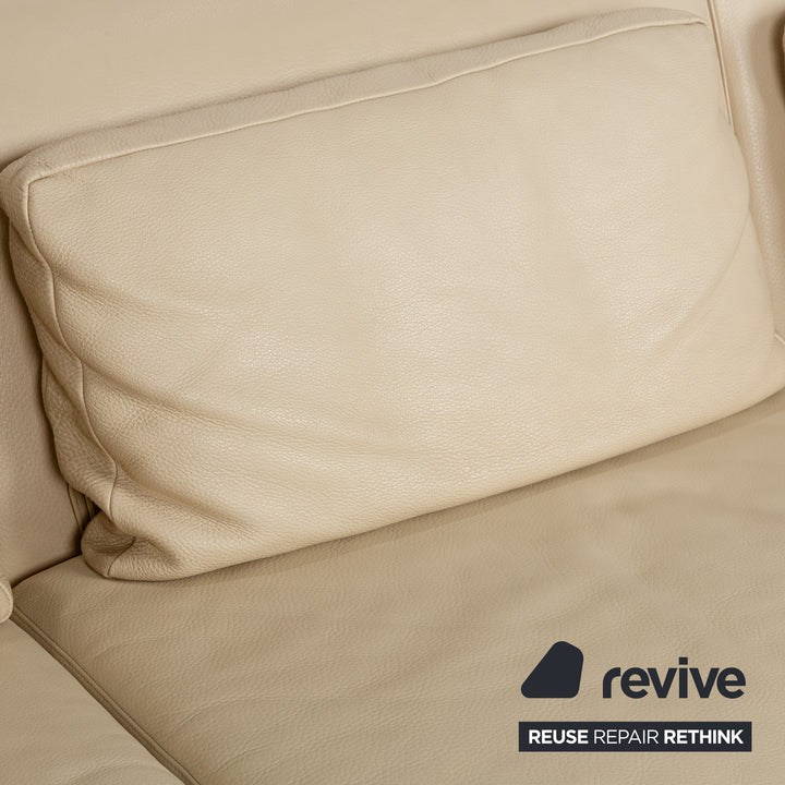 Brühl Moule Leather Sofa Beige Cream Three-seater Relaxation Function Manual Function Couch