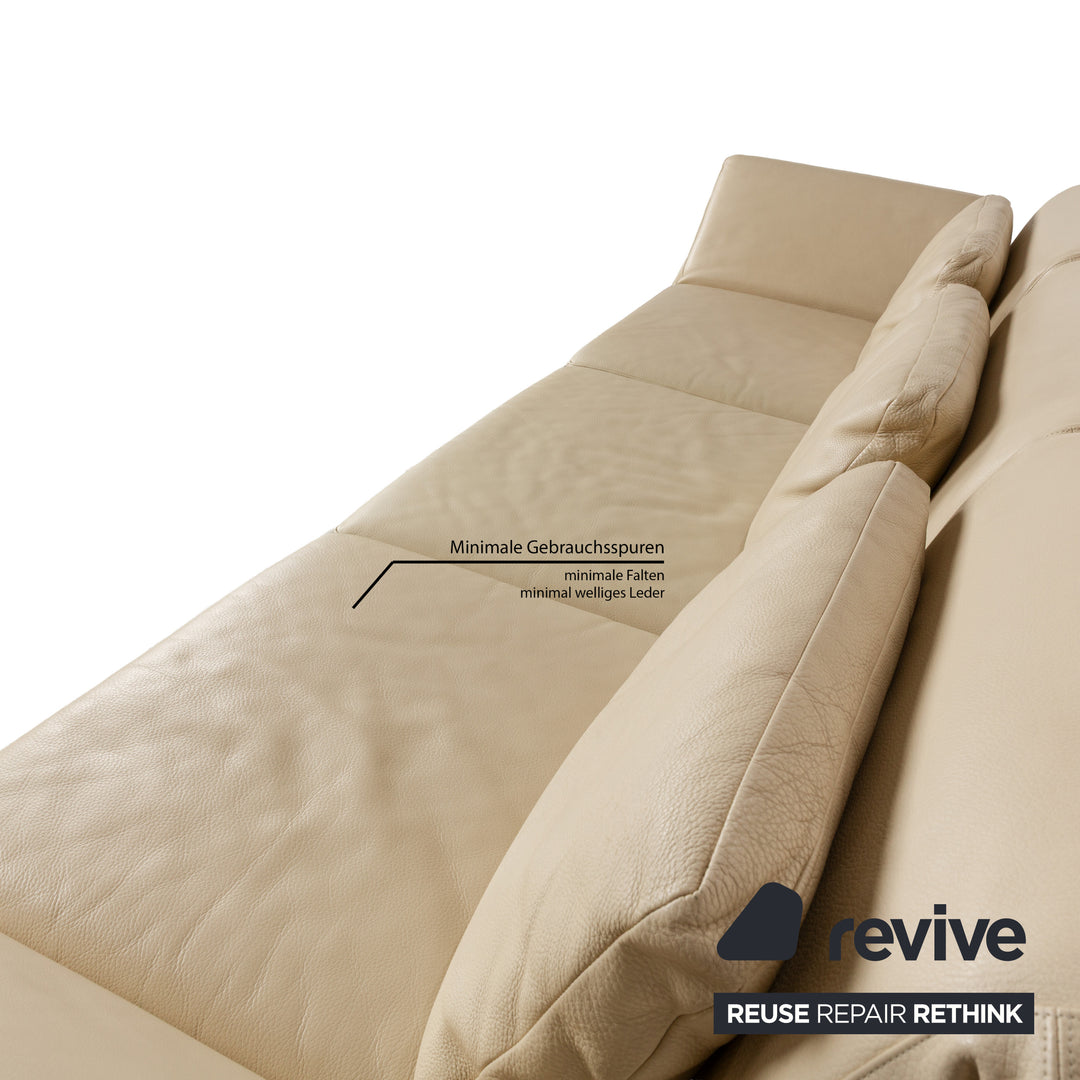 Brühl Moule Leather Sofa Beige Cream Three-seater Relaxation Function Manual Function Couch