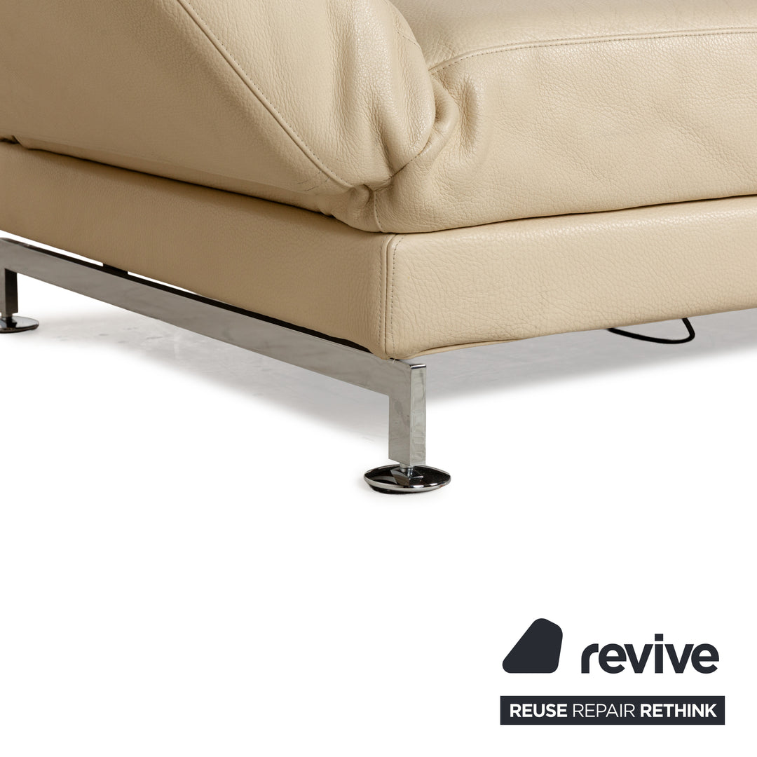 Brühl Moule Leather Sofa Beige Cream Three-seater Relaxation Function Manual Function Couch