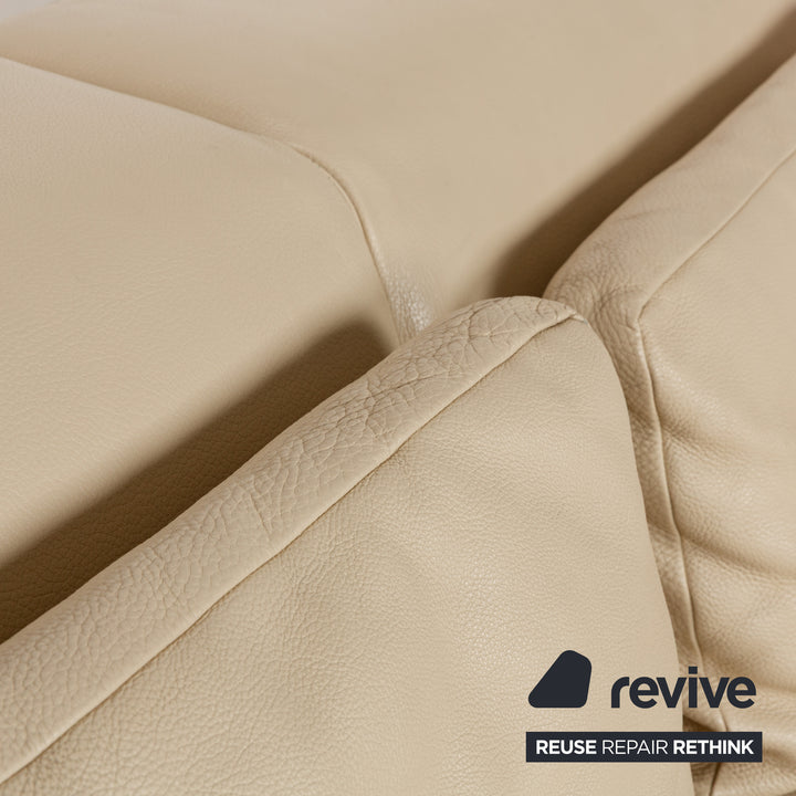 Brühl Moule Leather Sofa Beige Cream Three-seater Relaxation Function Manual Function Couch