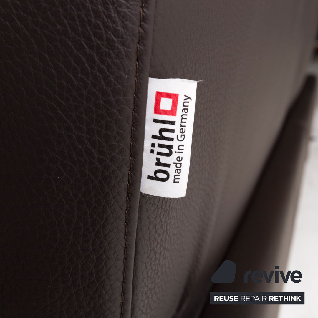 Brühl Moule (medium) Leder Sofa Braun Dunkelbraun Relaxfunktion Funktion Couch #12703