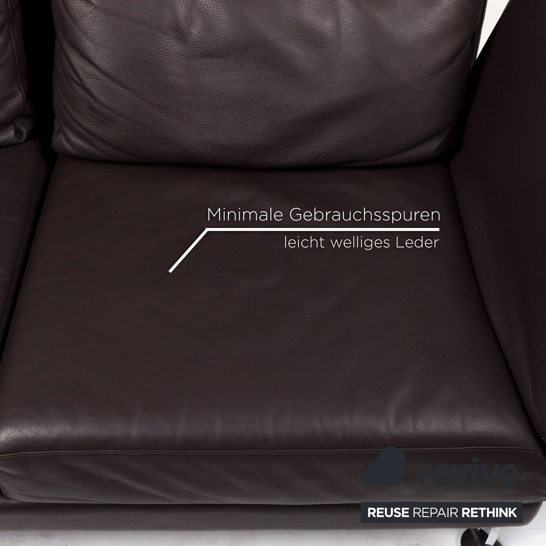 Brühl Moule (medium) leather sofa brown dark brown relax function couch #12703