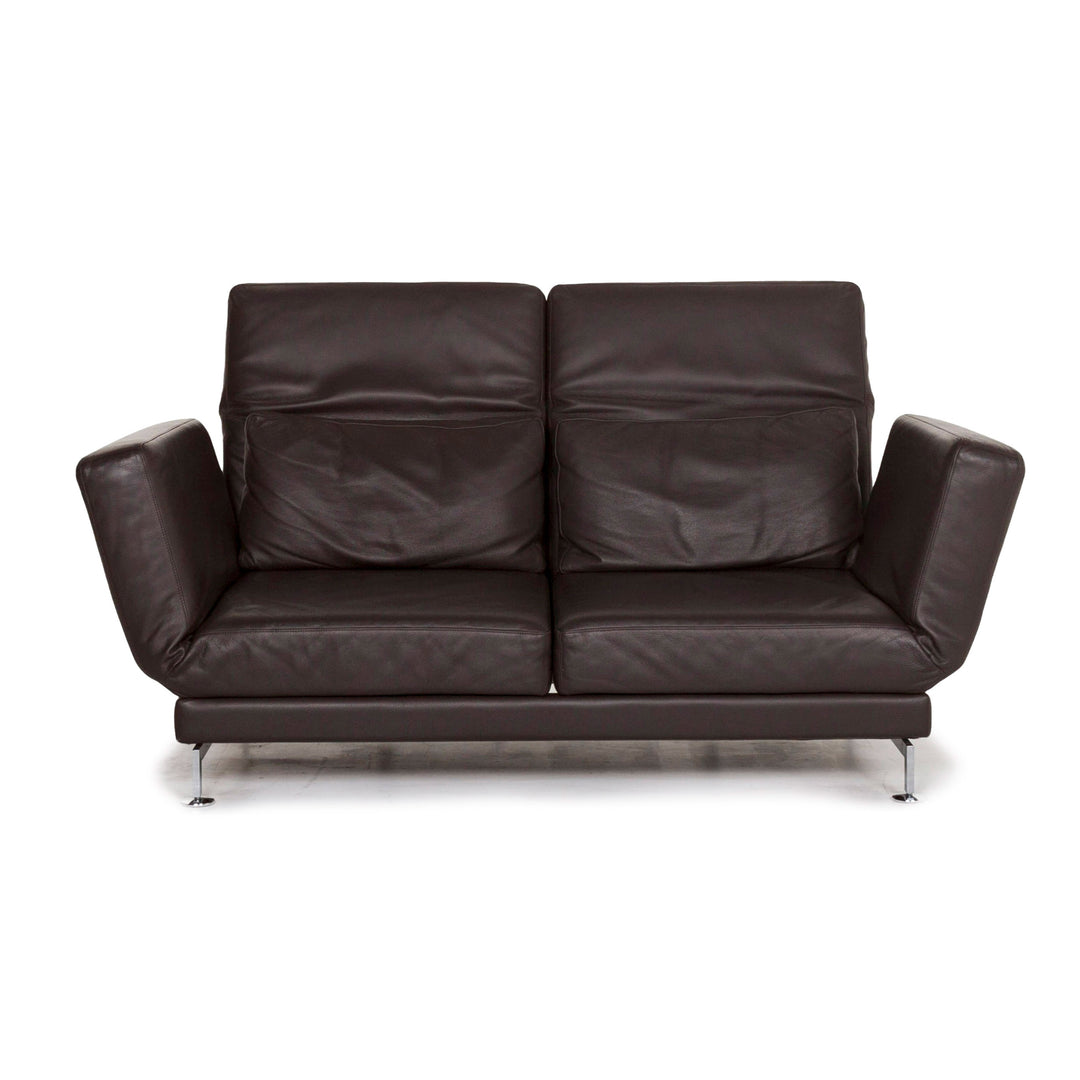 Brühl Moule (medium) lederen bank bruin donkerbruin relaxfunctie functie bank #12703