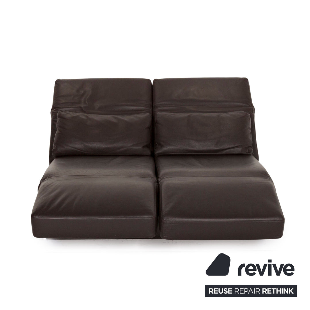 Brühl Moule (medium) lederen bank bruin donkerbruin relaxfunctie functie bank #12703