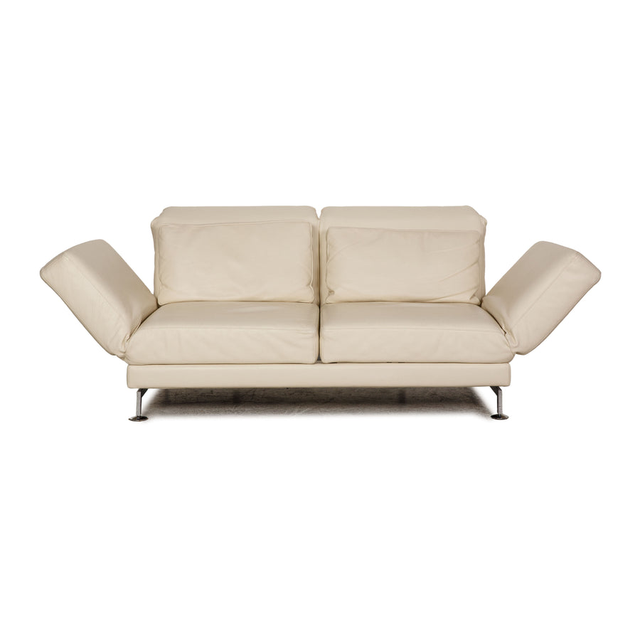 Brühl Moule (medium) Leder Sofa Creme Zweisitzer Relaxfunktion Funktion Couch