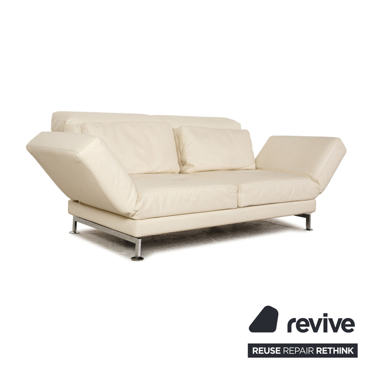 Brühl Moule (medium) Leder Sofa Creme Zweisitzer Relaxfunktion Funktion Couch