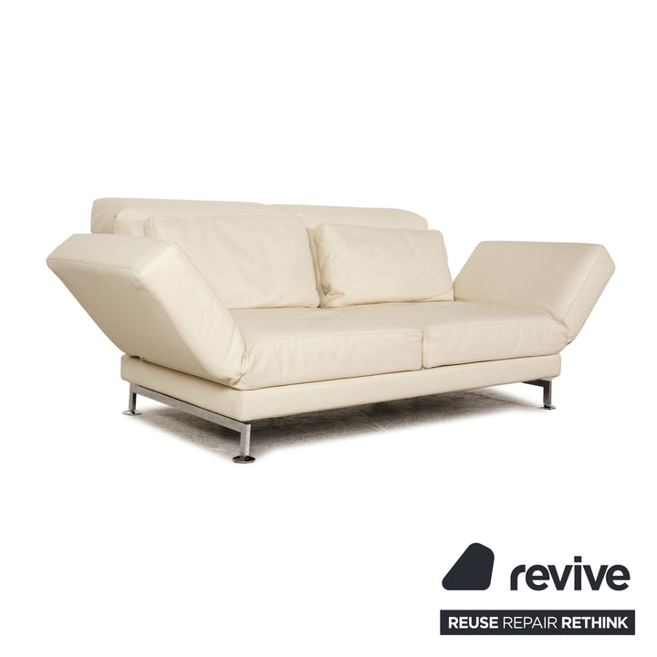 Brühl Moule (medium) leather sofa cream two-seater relax function couch