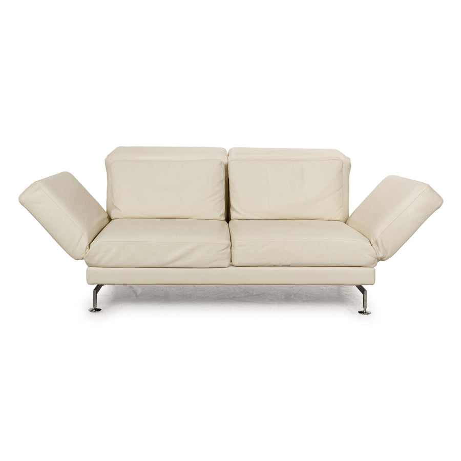 Brühl Moule Leather Two-Seater Cream Manual Function Relaxation Sofa Couch