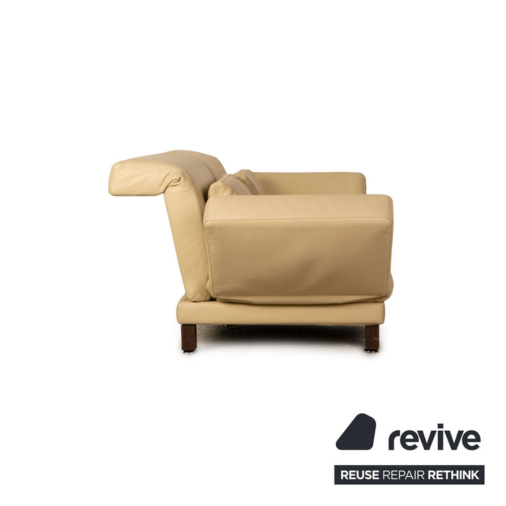 Brühl Moule (medium) leather two seater cream sofa couch